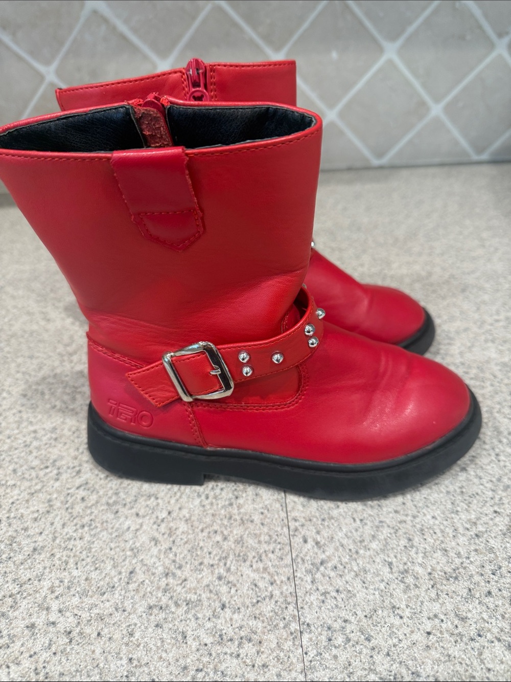 IRO Kids Red Studded Mid-Calf Boots - Picture 2 of 5